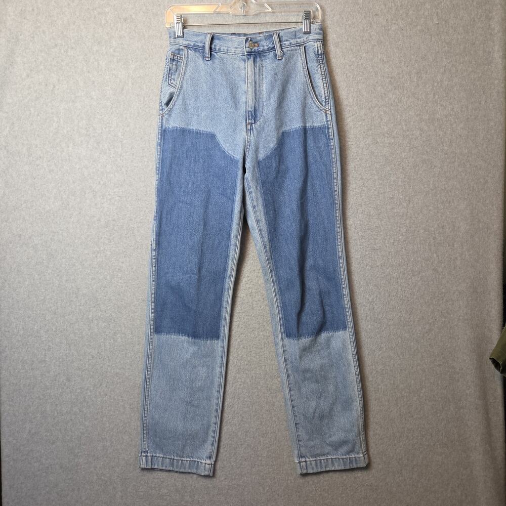 Madewell 100% Cotton Blue Hazelfern Wash Shadow Panel Straight Jeans Size 25